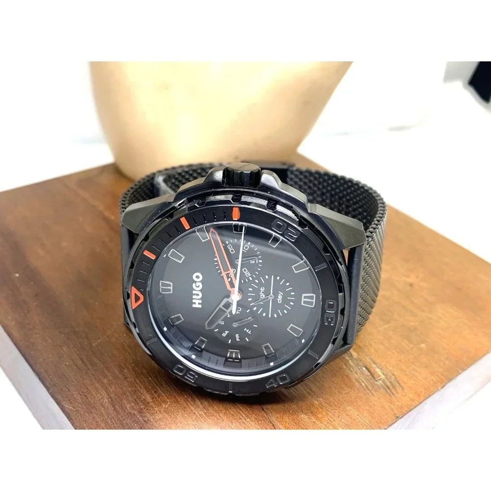 Hugo Boss Men's Watch 1530289 Quartz Black Dial Mesh Stainless Steel 44mm